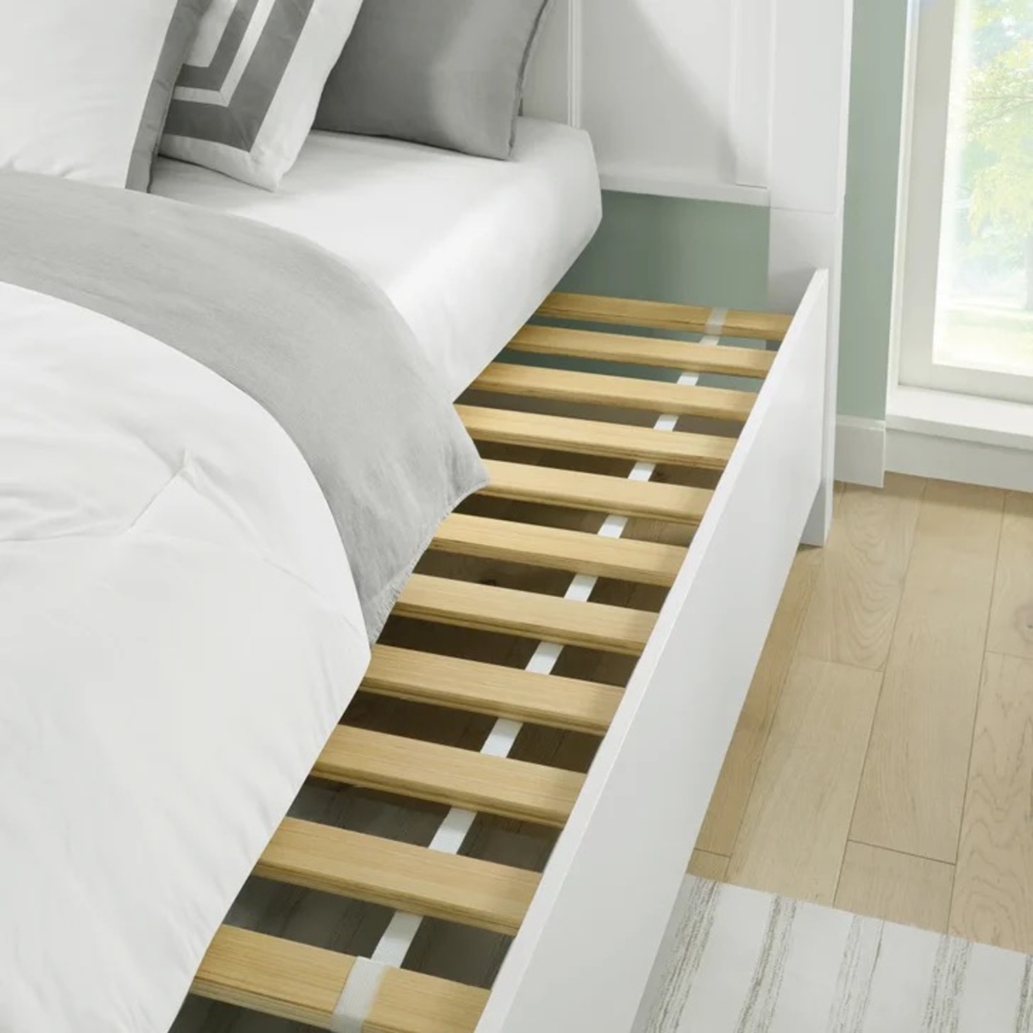 White Wood King Bed - image-3