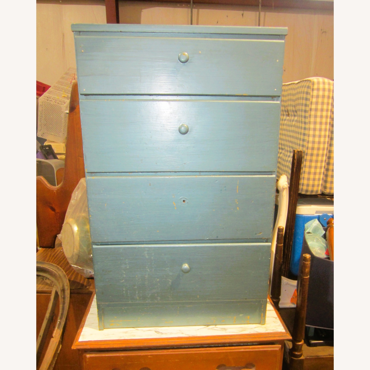 Vintage/Antique Blue Wood Dresser - image-1