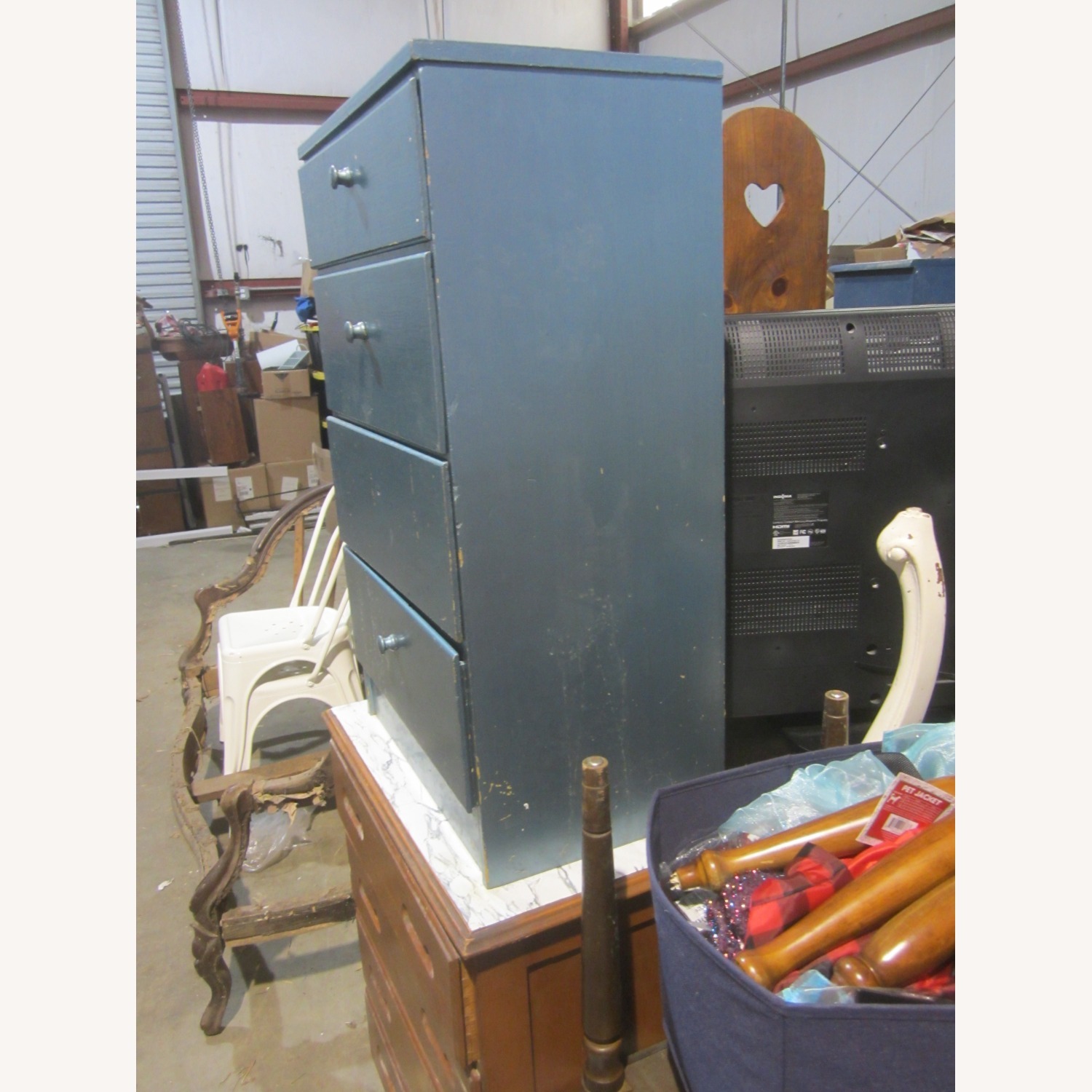 Vintage/Antique Blue Wood Dresser - image-3