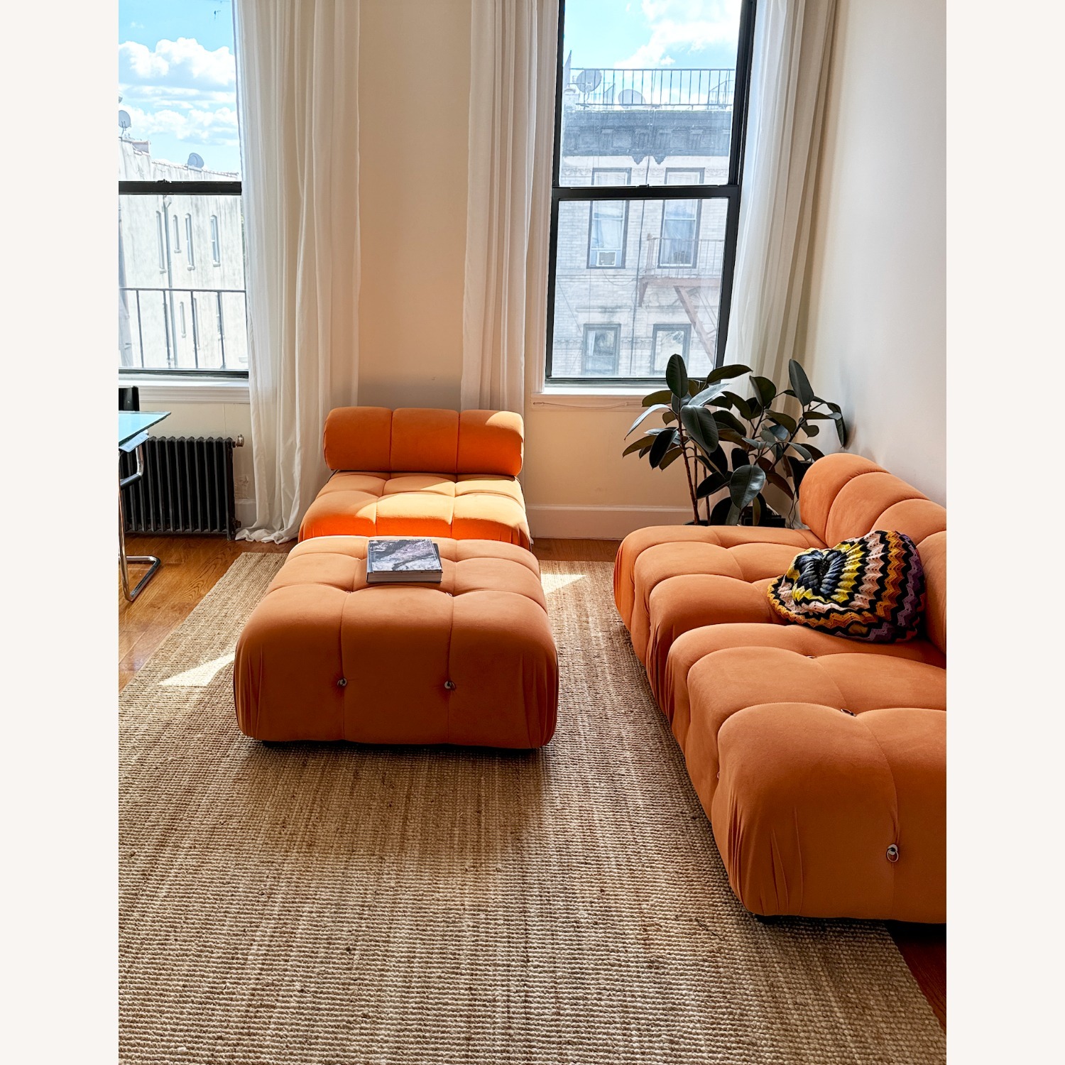 Orange Wood 2 Piece Sectional - image-2