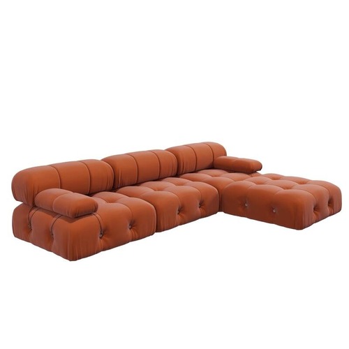 Used Orange Wood 2 Piece Sectional for sale on AptDeco