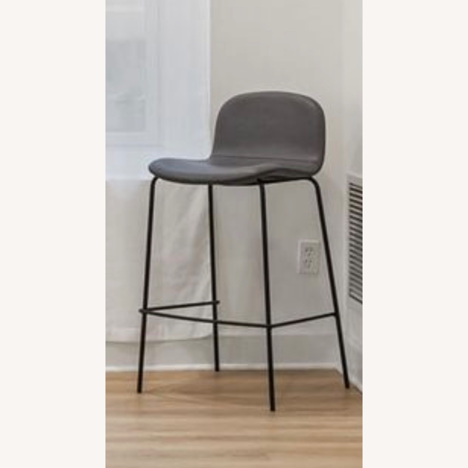 CB2 Primitivo Grey Leather Bar Stool (4) - image-2