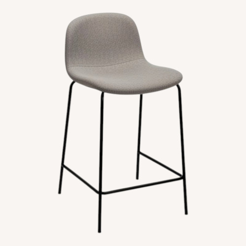 Used CB2 Primitivo Grey Leather Bar Stool (4) for sale on AptDeco