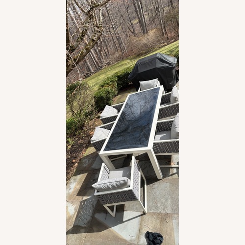 Used Contemporary Outdoor Dining Table with 6 Chairs for sale on AptDeco