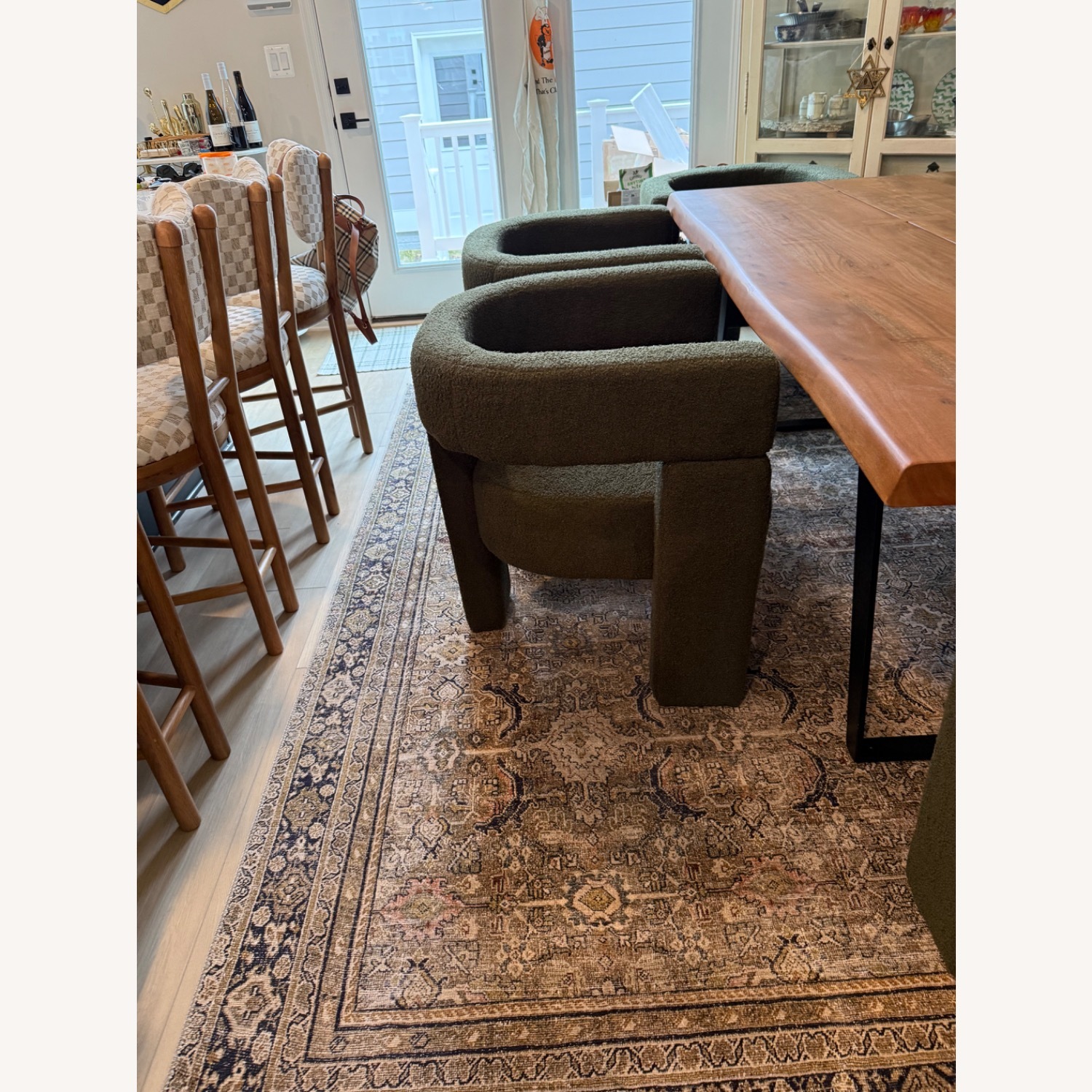 Green Boucle Dining Chairs - image-3