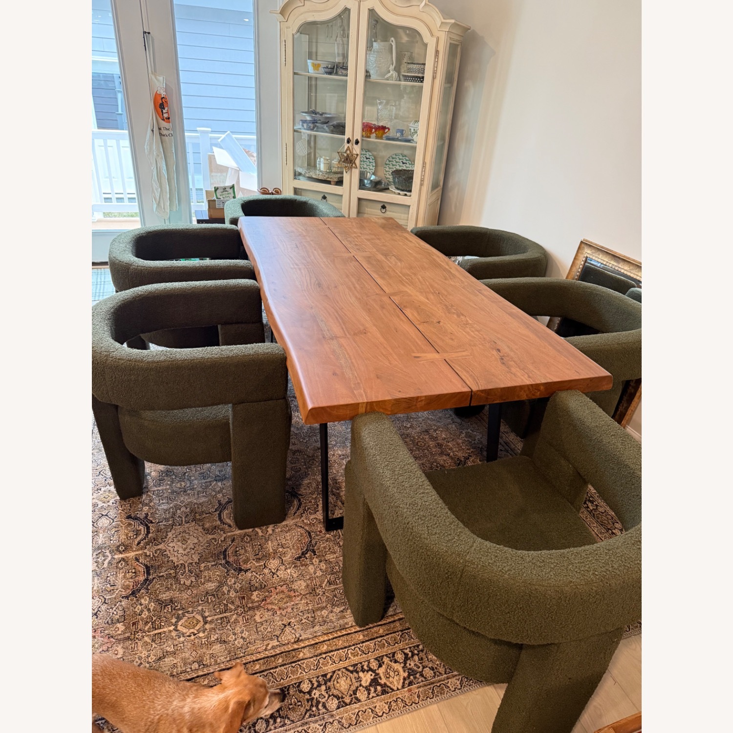 Green Boucle Dining Chairs - image-2