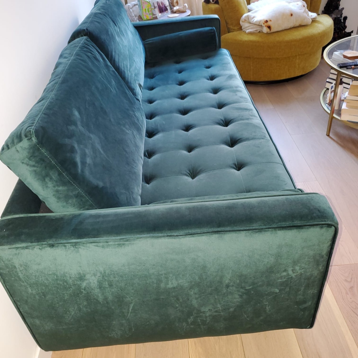 AllModern Green Velvet 3+ Seater Sofa - image-3
