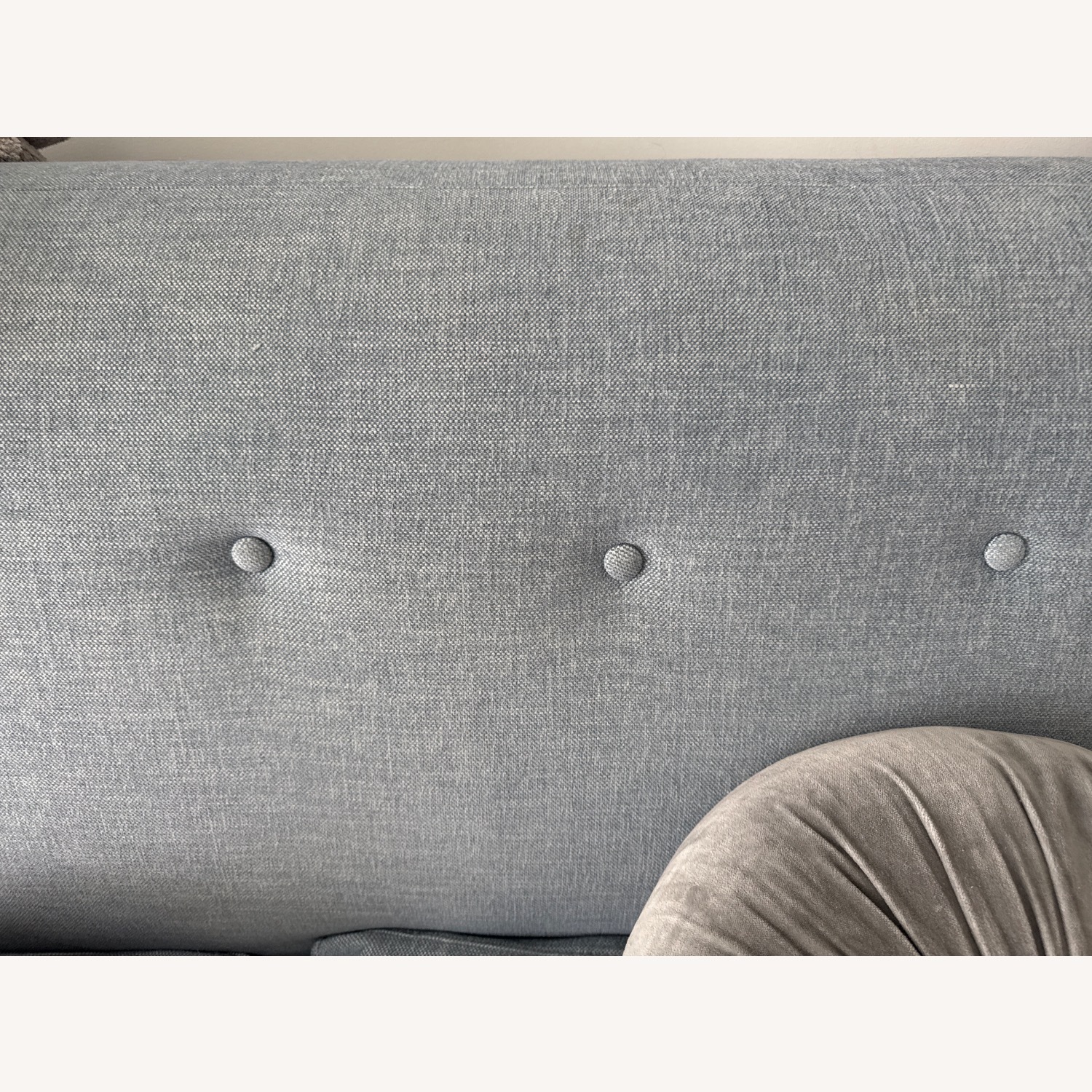 L Shaped Couch Blue Chambray Fabric - image-5