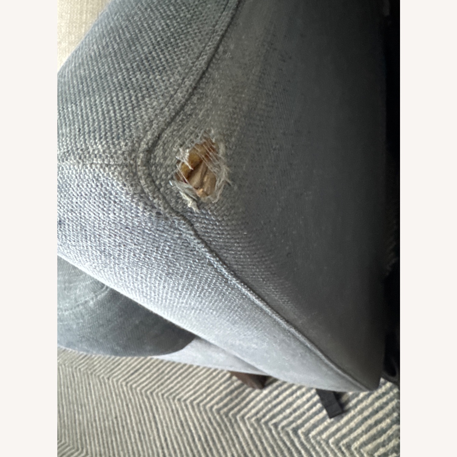 L Shaped Couch Blue Chambray Fabric - image-3