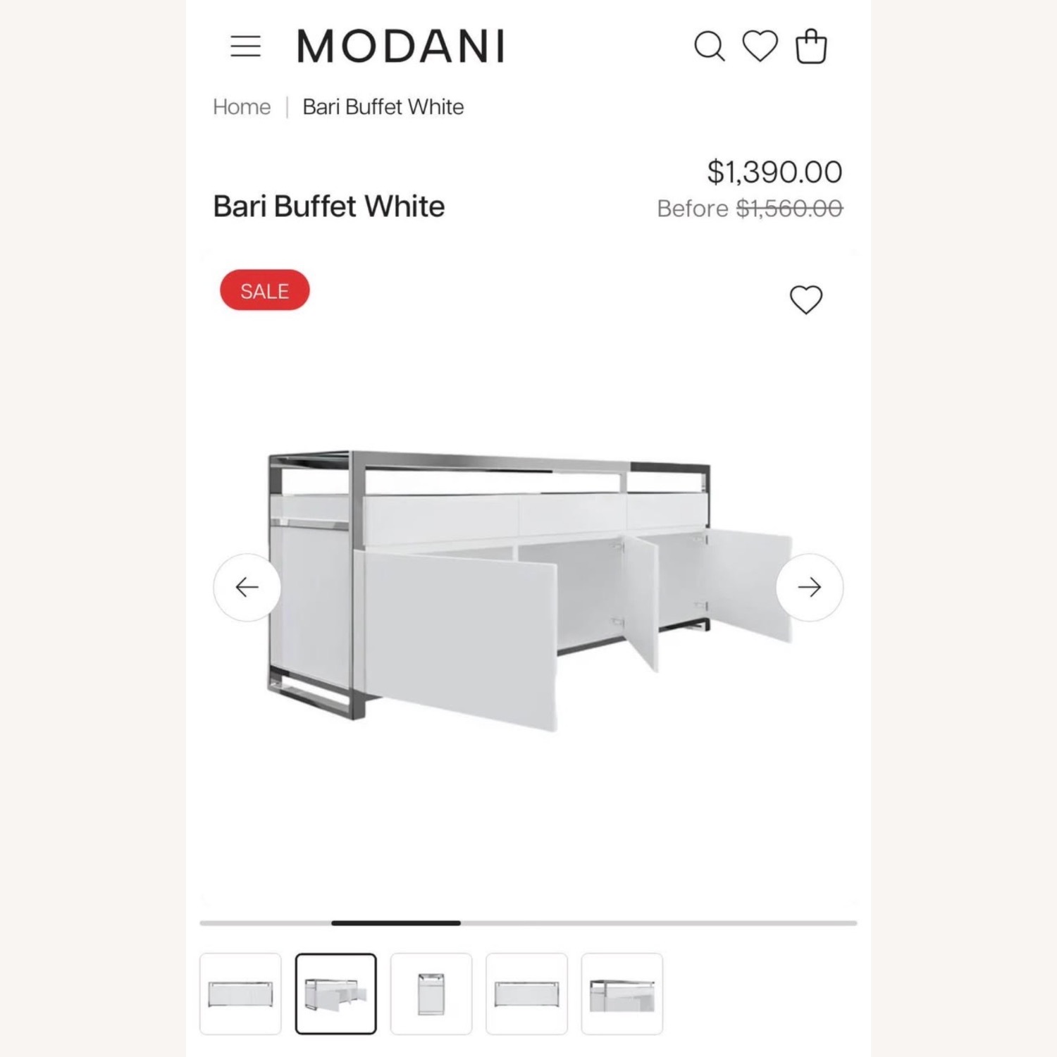 Modani Bari White Sideboard - image-6