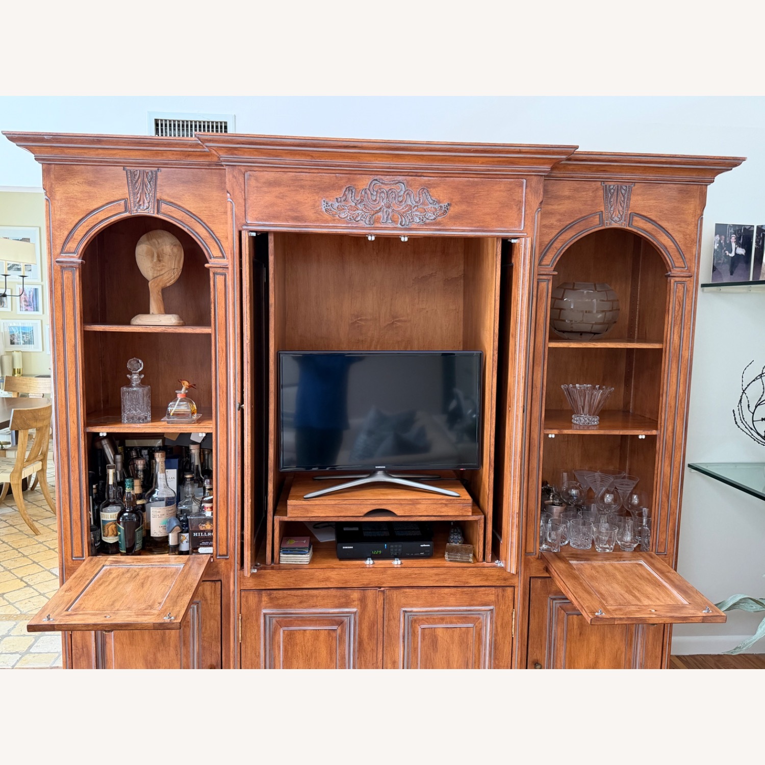 Custom Dark Brown Wood Wall Unit - image-2