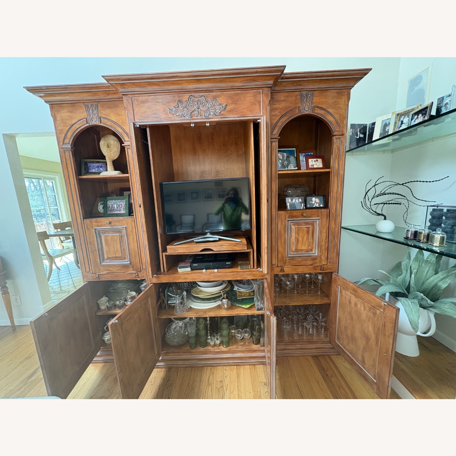 Custom Dark Brown Wood Wall Unit - image-3