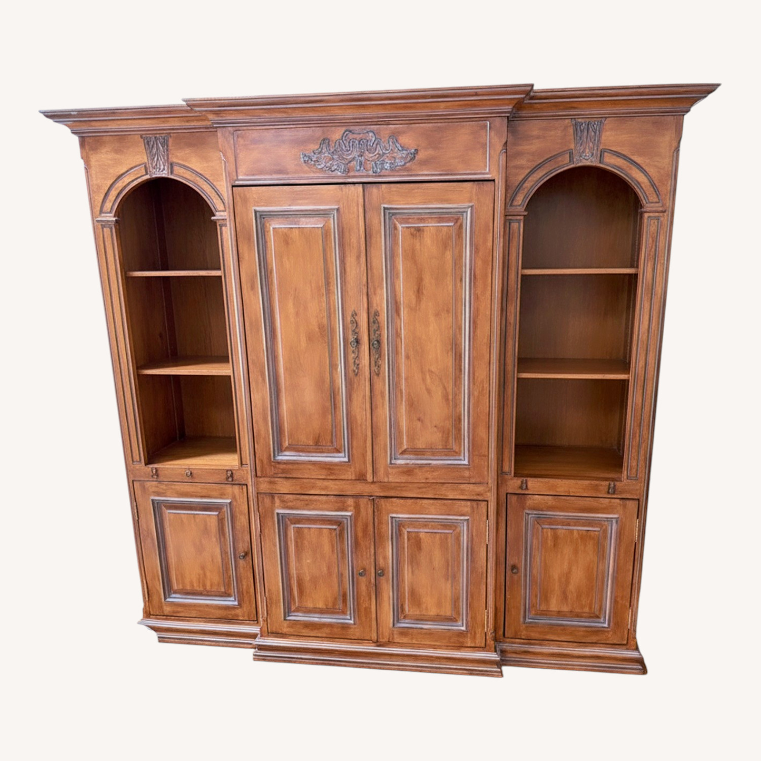 Custom Dark Brown Wood Wall Unit - image-0