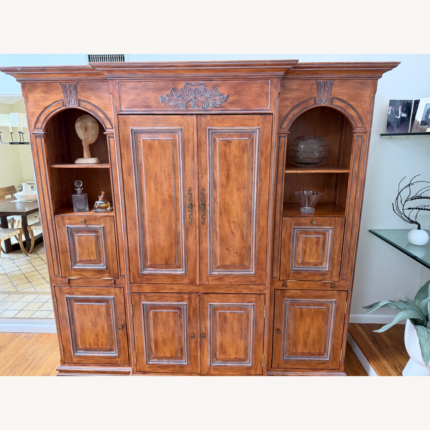 Custom Dark Brown Wood Wall Unit - image-4