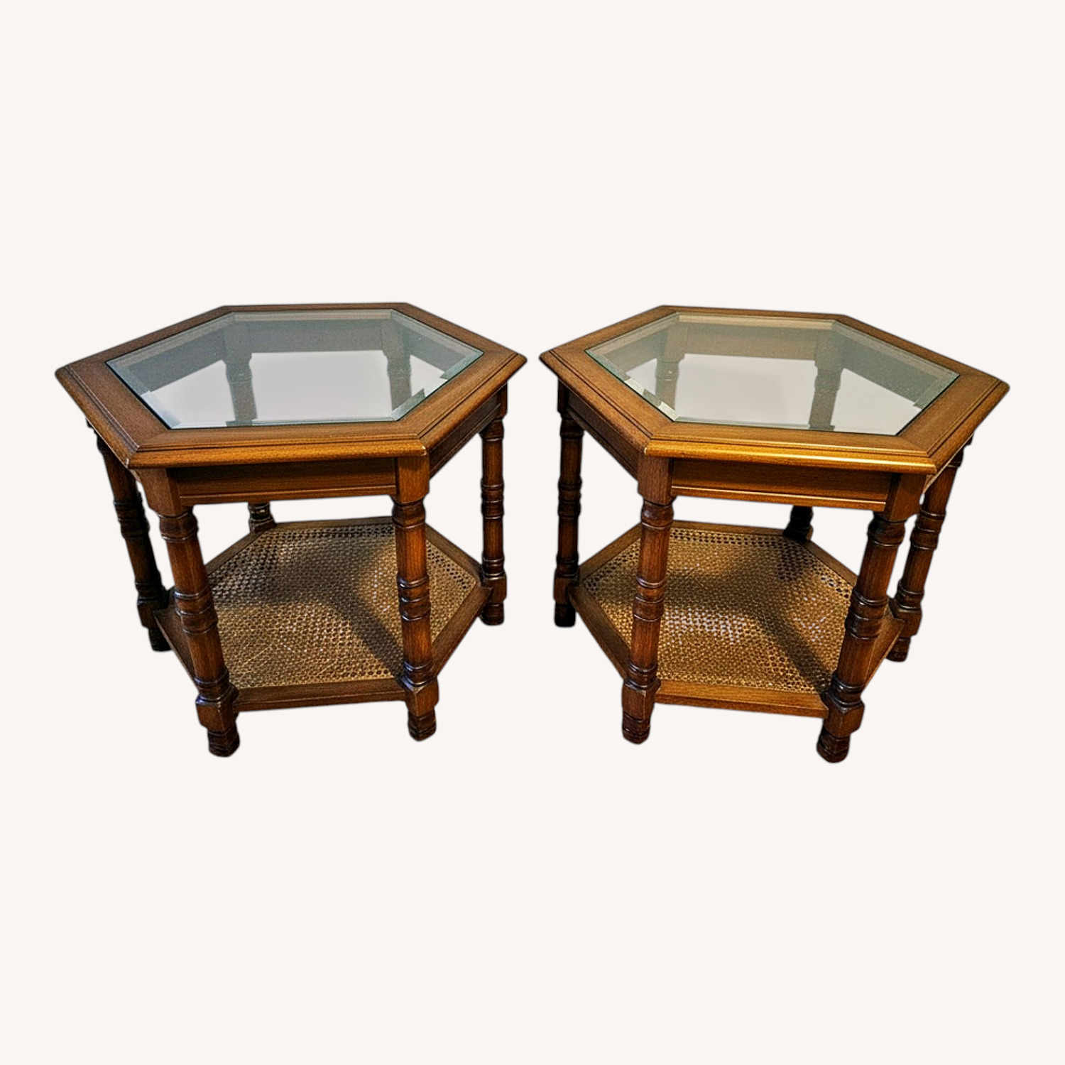 Dark Brown Rattan Side Tables - image-0