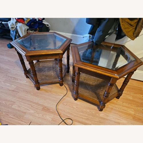 Used Dark Brown Rattan Side Tables for sale on AptDeco