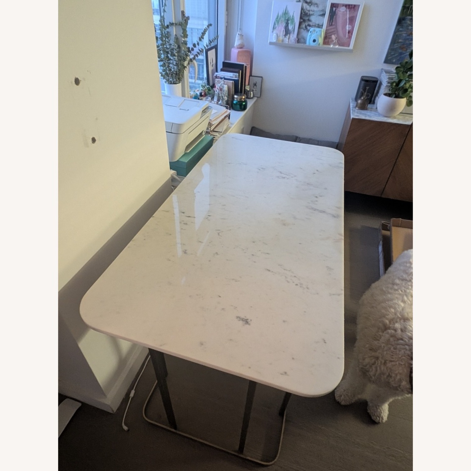 CB2 Dahlia White Marble Desk - image-3