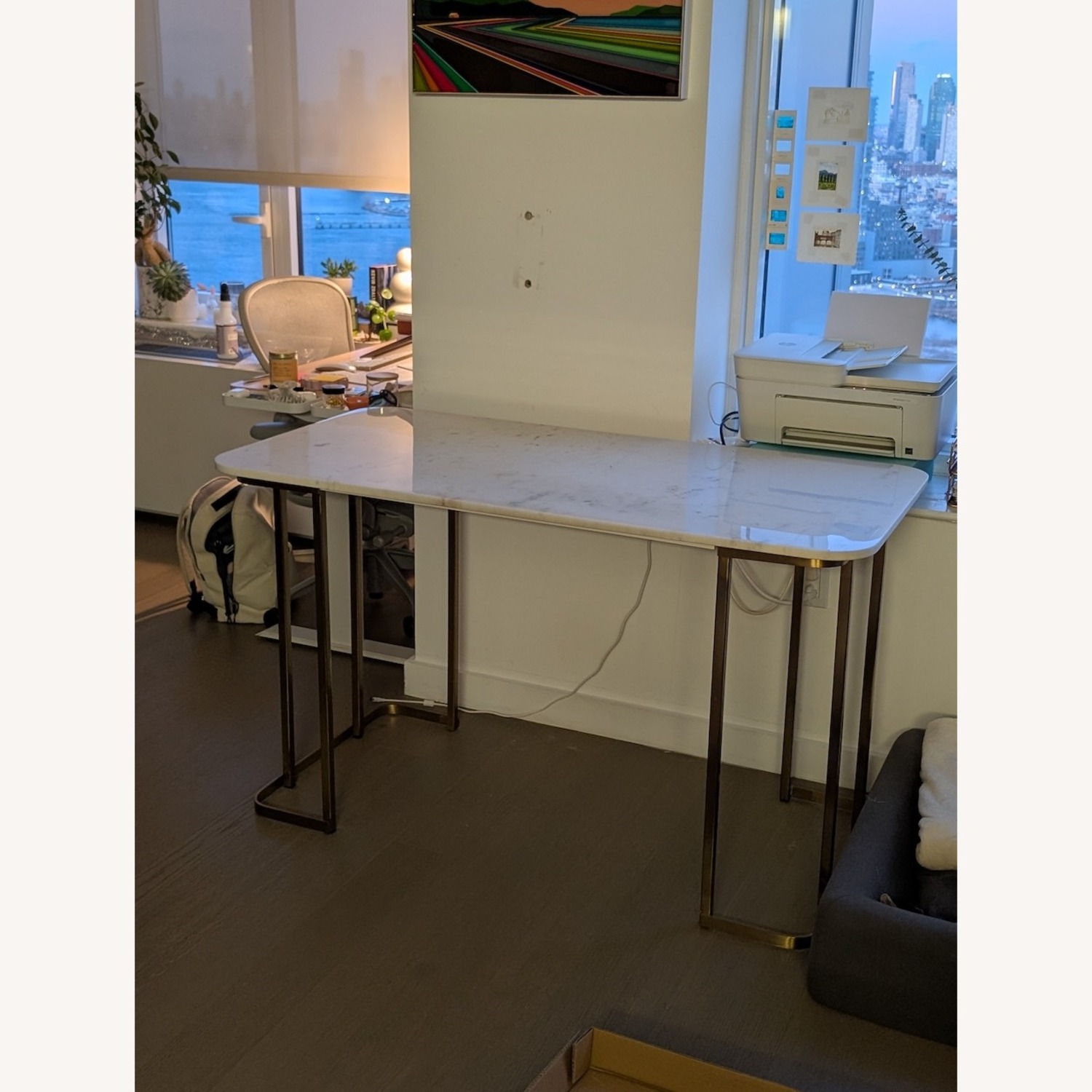 CB2 Dahlia White Marble Desk - image-2