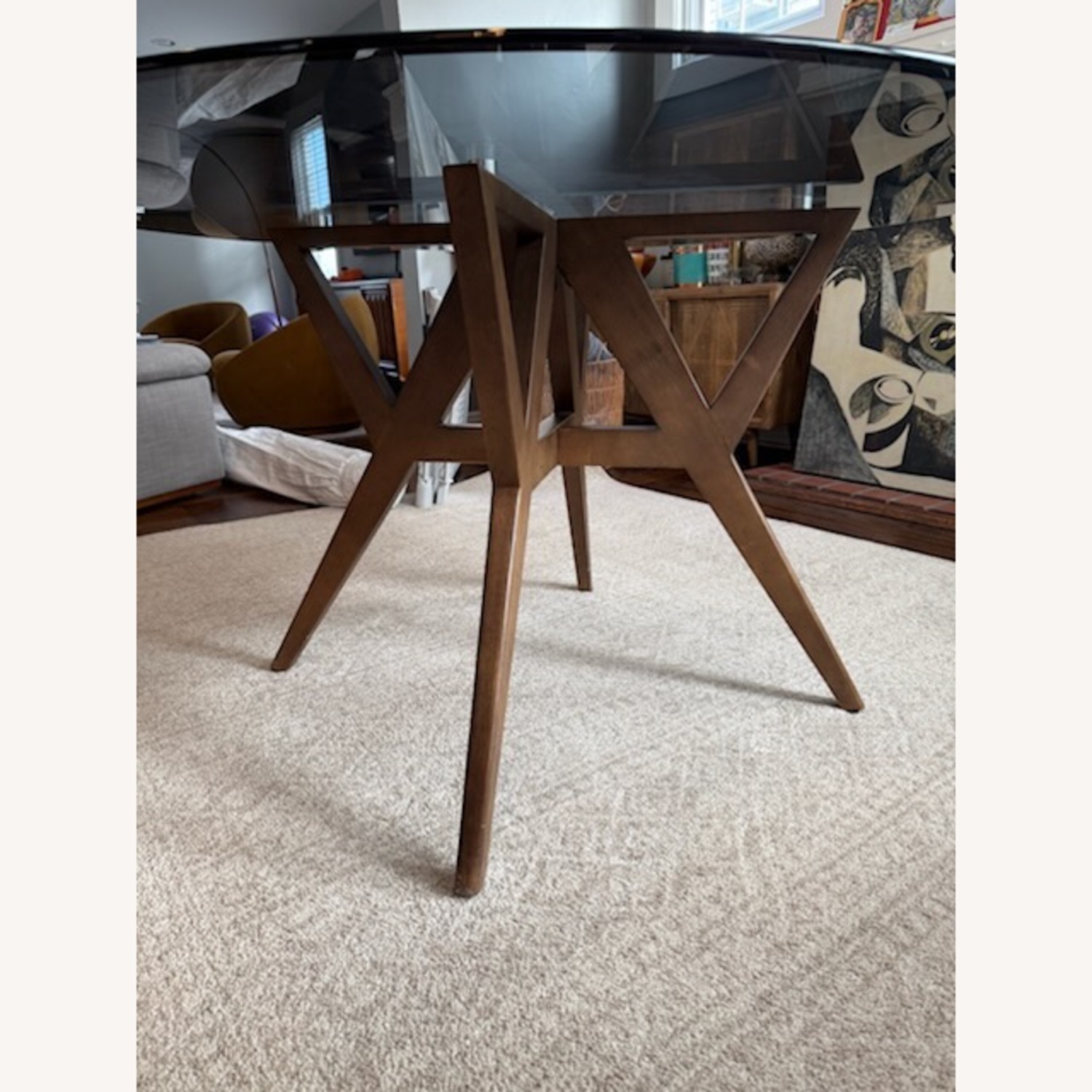 Midcentury Modern Glass and Wood Dining Table - image-3