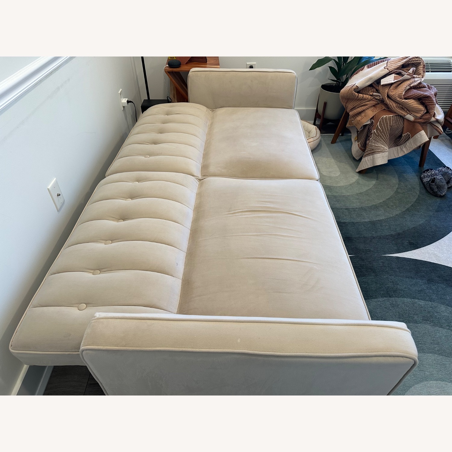 Beige Velvet Futon - Couch and Bed - image-3