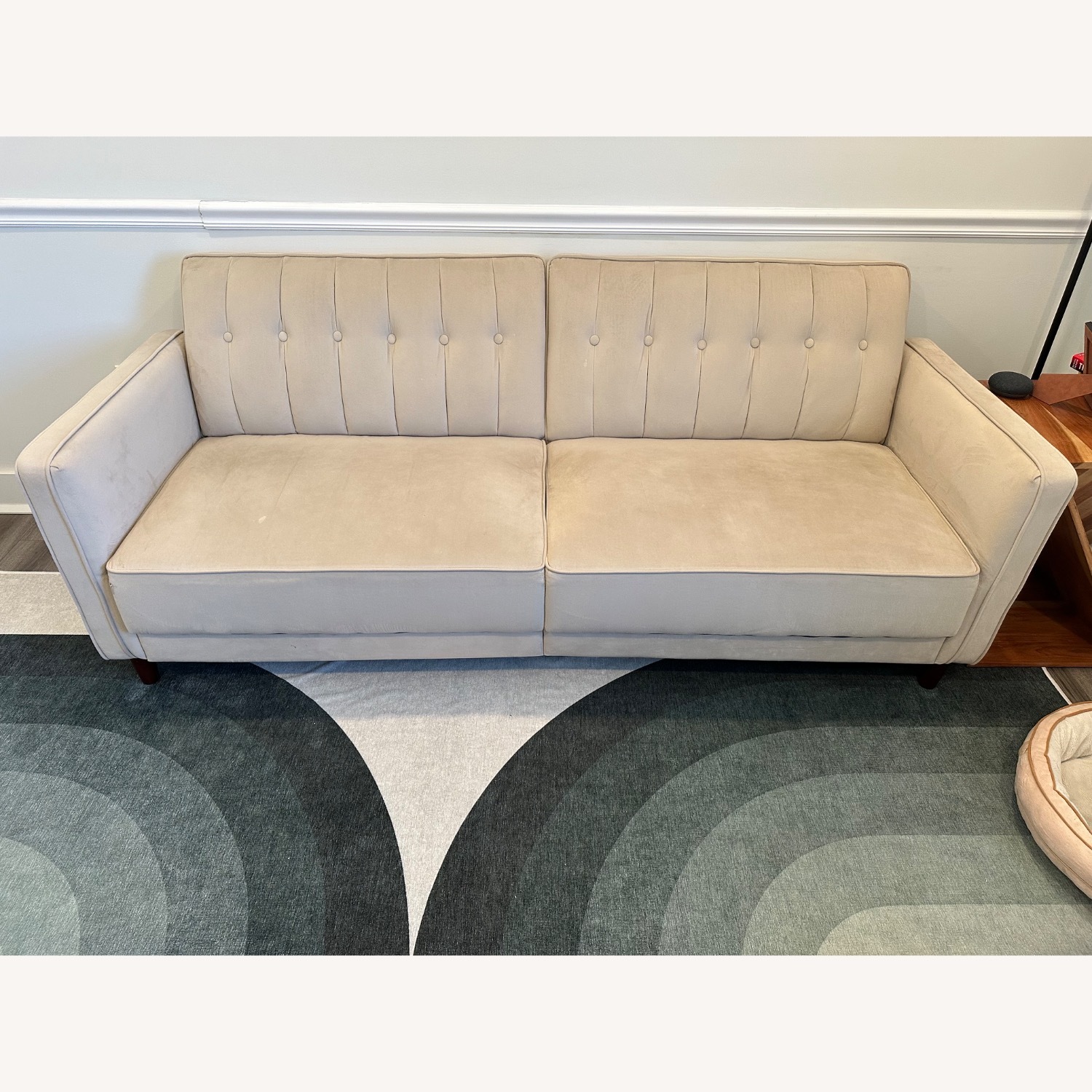 Beige Velvet Futon - Couch and Bed - image-1
