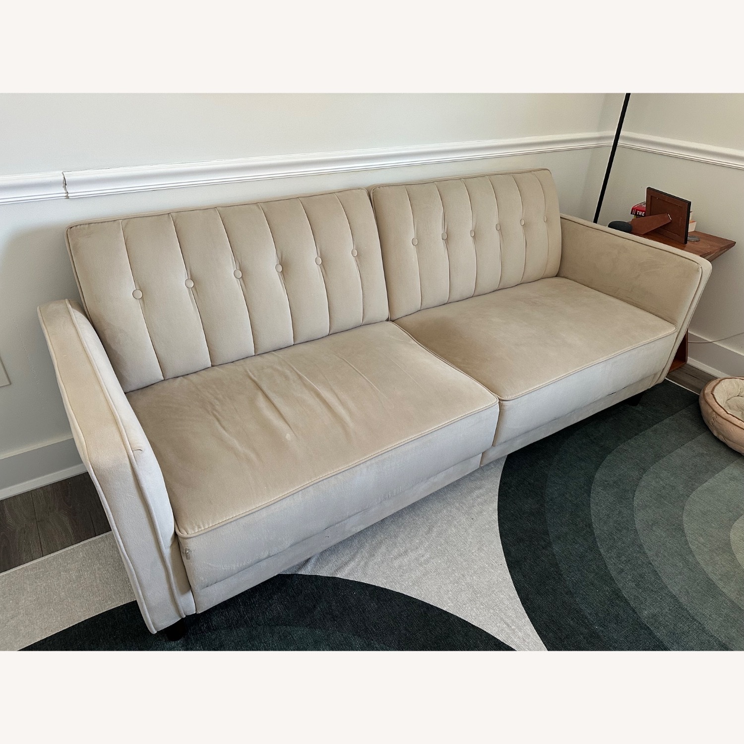 Beige Velvet Futon - Couch and Bed - image-2
