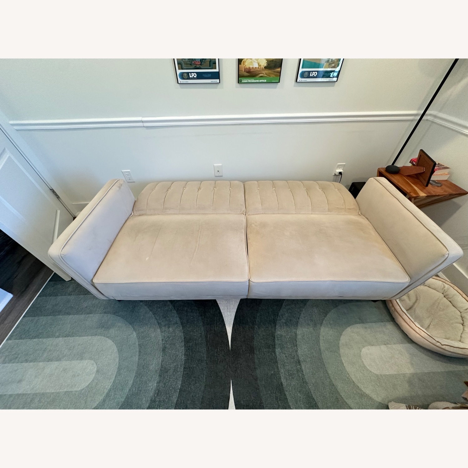 Beige Velvet Futon - Couch and Bed - image-8