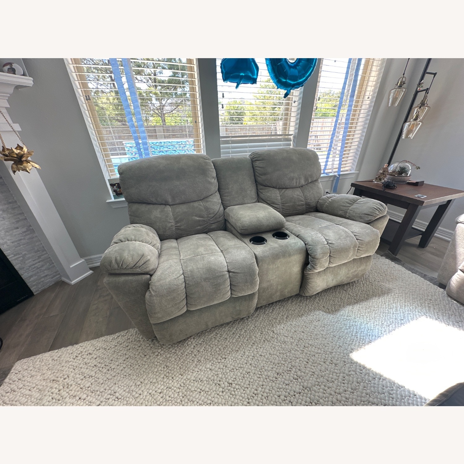 La-Z-Boy Morrison Light Gray Fabric Loveseat - image-2