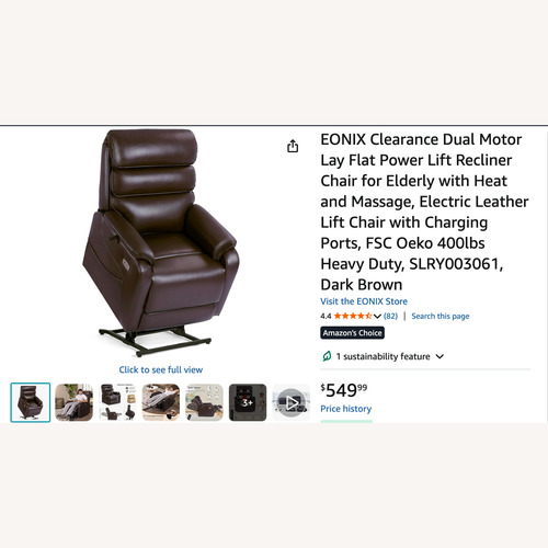 Used Amazon Dark Brown Faux Leather Recliner for sale on AptDeco