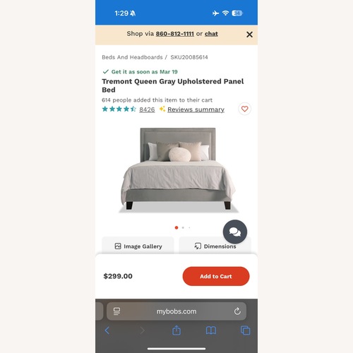 Used Bob's Furniture Gray Queen Frame for sale on AptDeco