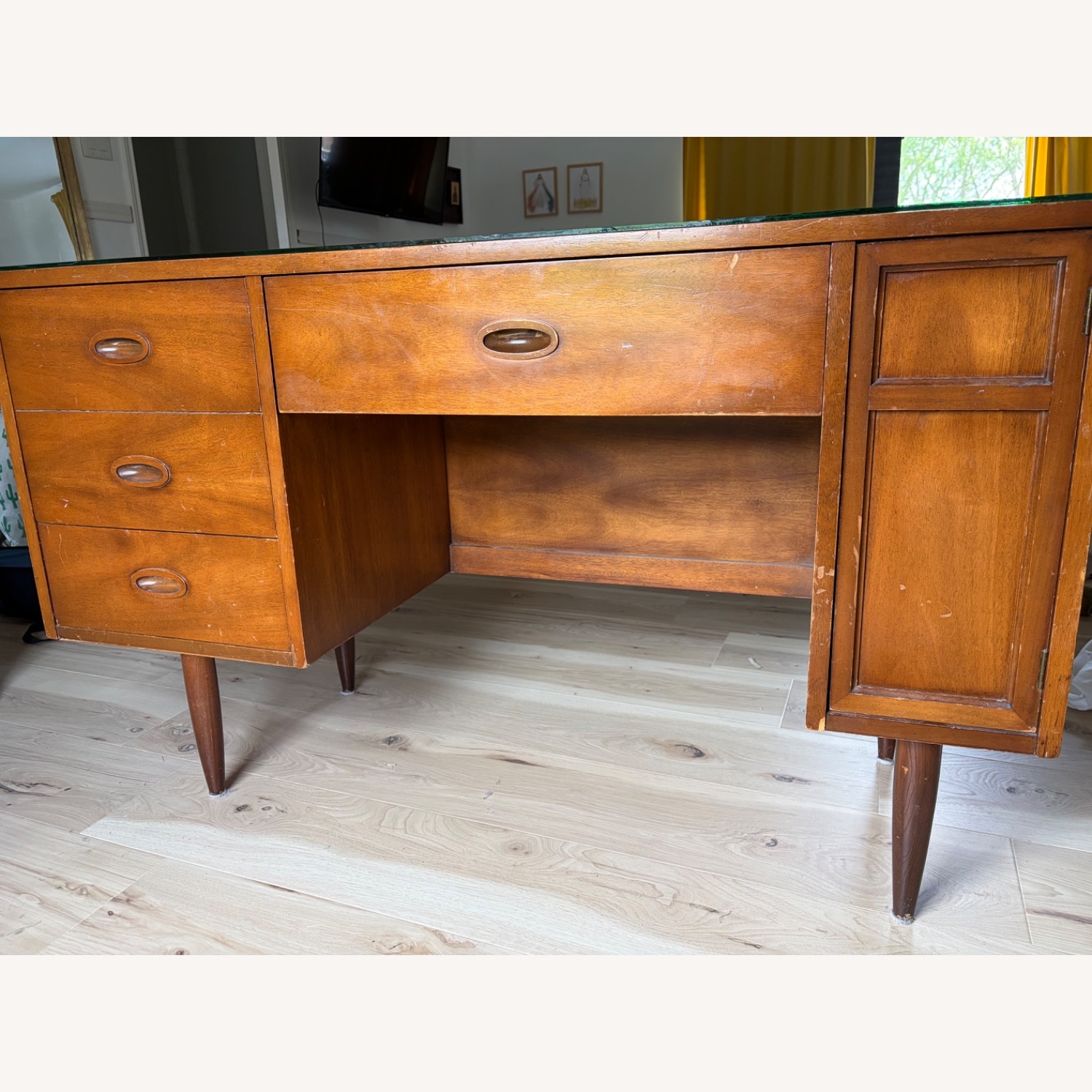 Vintage/Antique Dark Brown Wood Desk - image-1