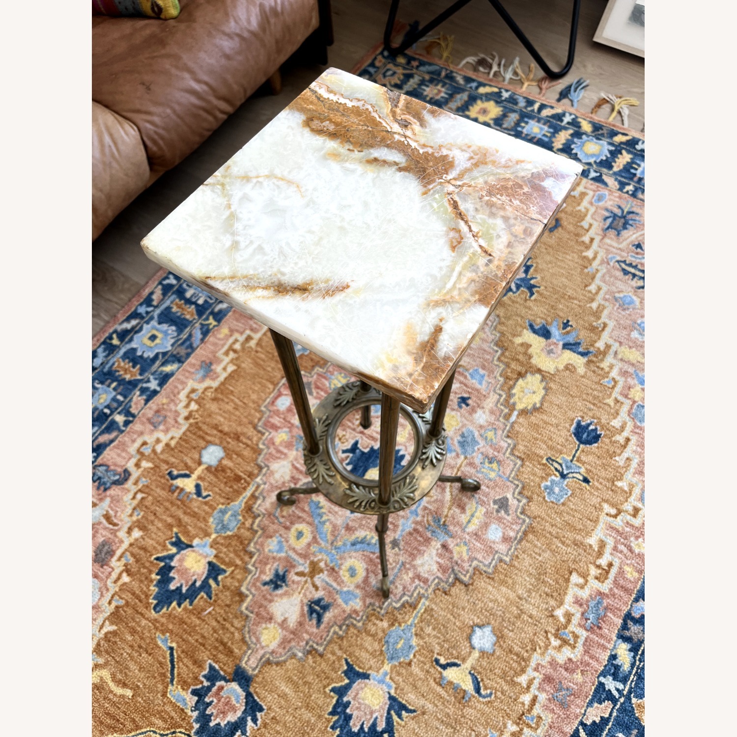 Vintage/Antique Natural Marble Side Table - image-1