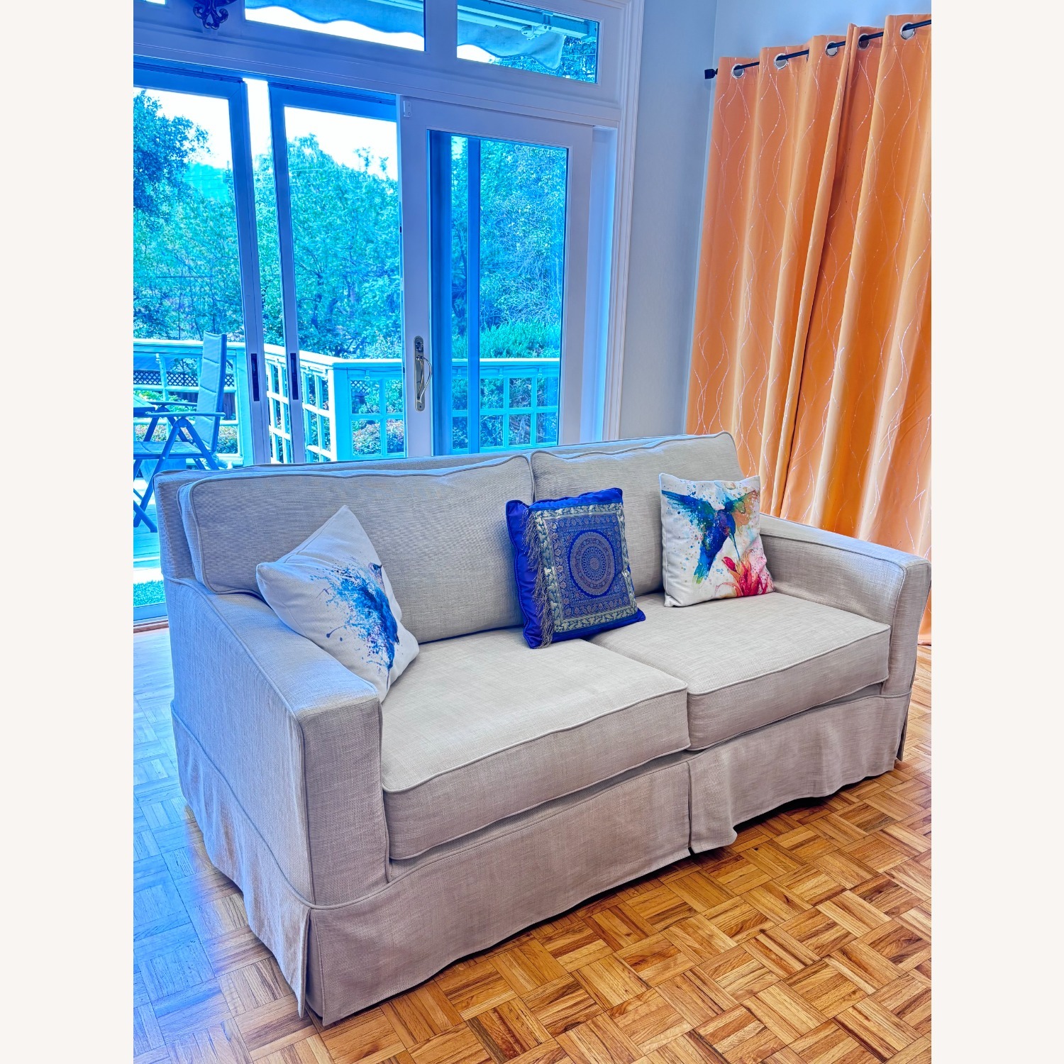 West Elm White Fabric 2 Seater Sofa - image-3