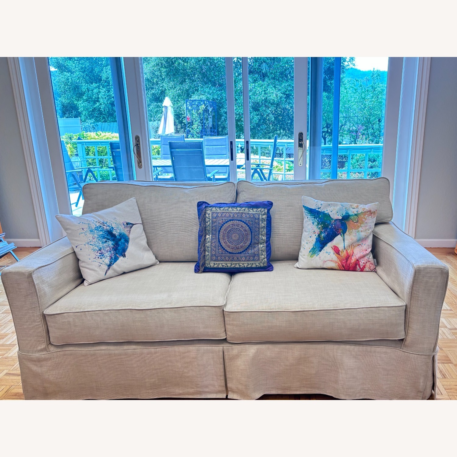 West Elm White Fabric 2 Seater Sofa - image-1