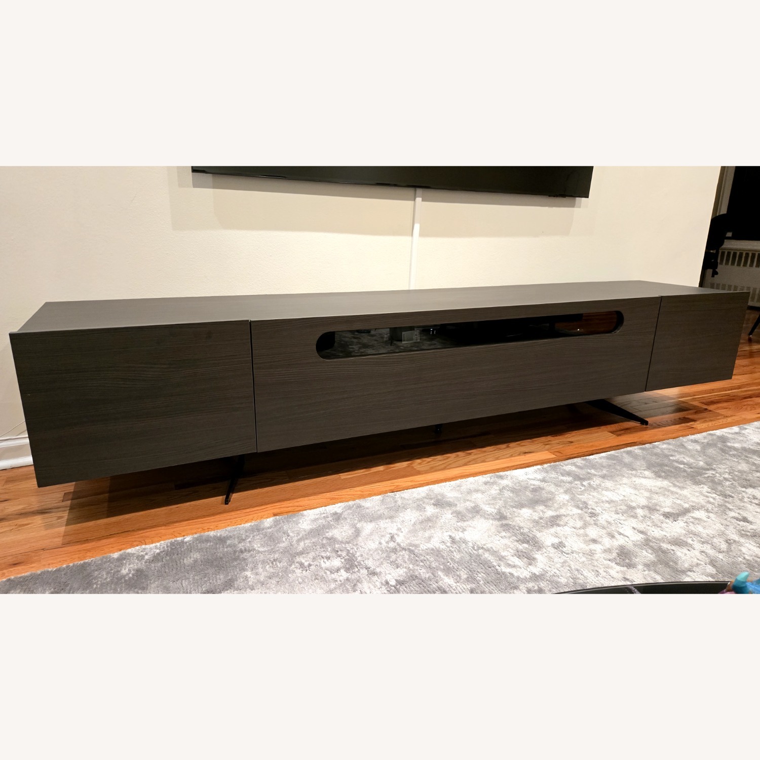 Lazzoni Dark Gray Wood Media Storage - image-1