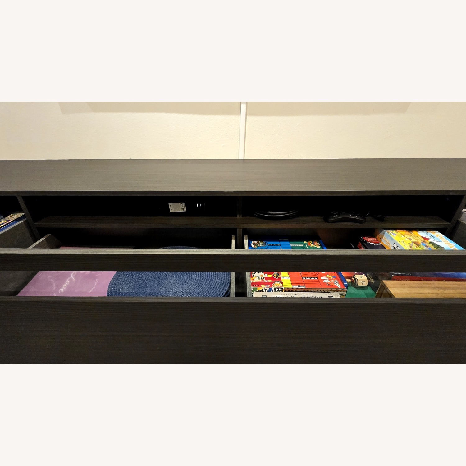 Lazzoni Dark Gray Wood Media Storage - image-7