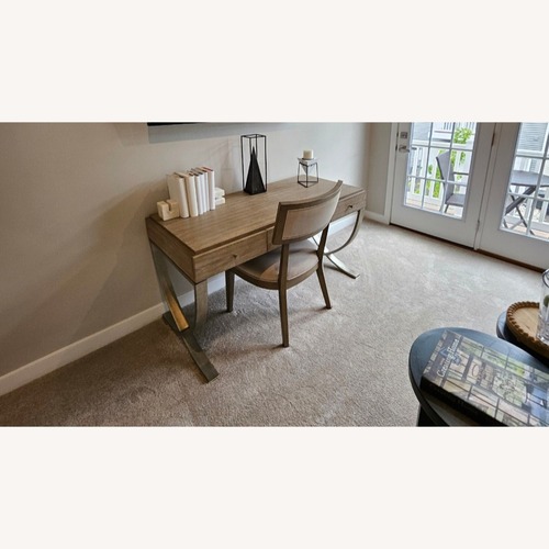 Used Ashley Furniture Riverside Light Gray Wood Writing Desk for sale on AptDeco