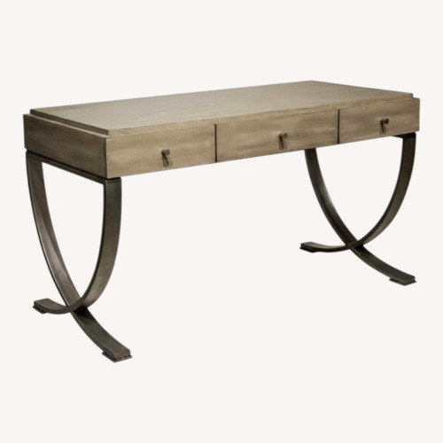 Used Ashley Furniture Riverside Light Gray Wood Writing Desk for sale on AptDeco