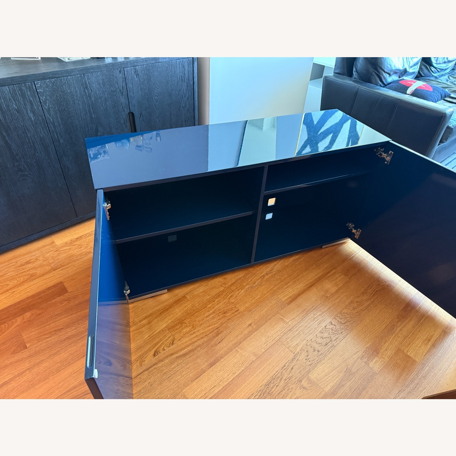 CB2 Fuel Blue Wood Sideboard - image-2