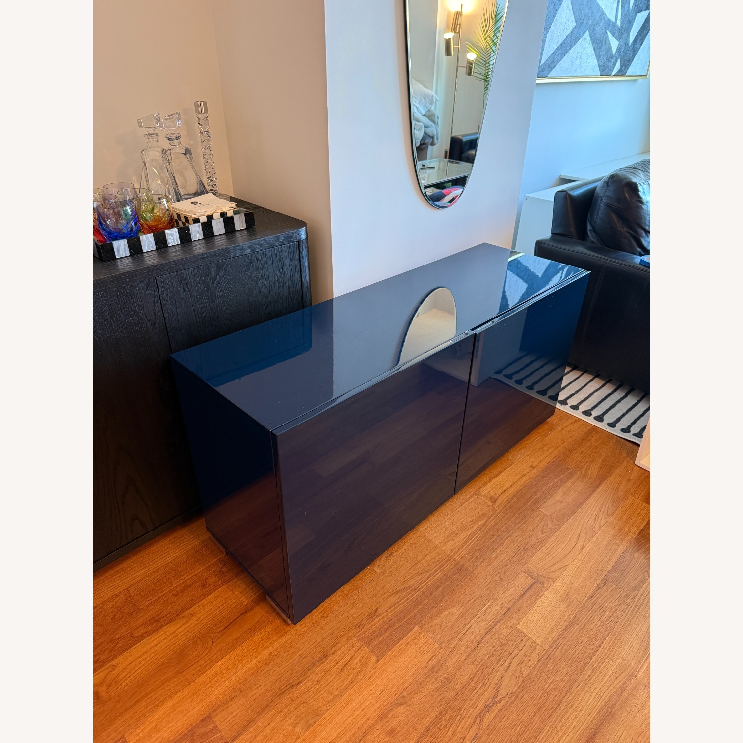 CB2 Fuel Blue Wood Sideboard - image-1