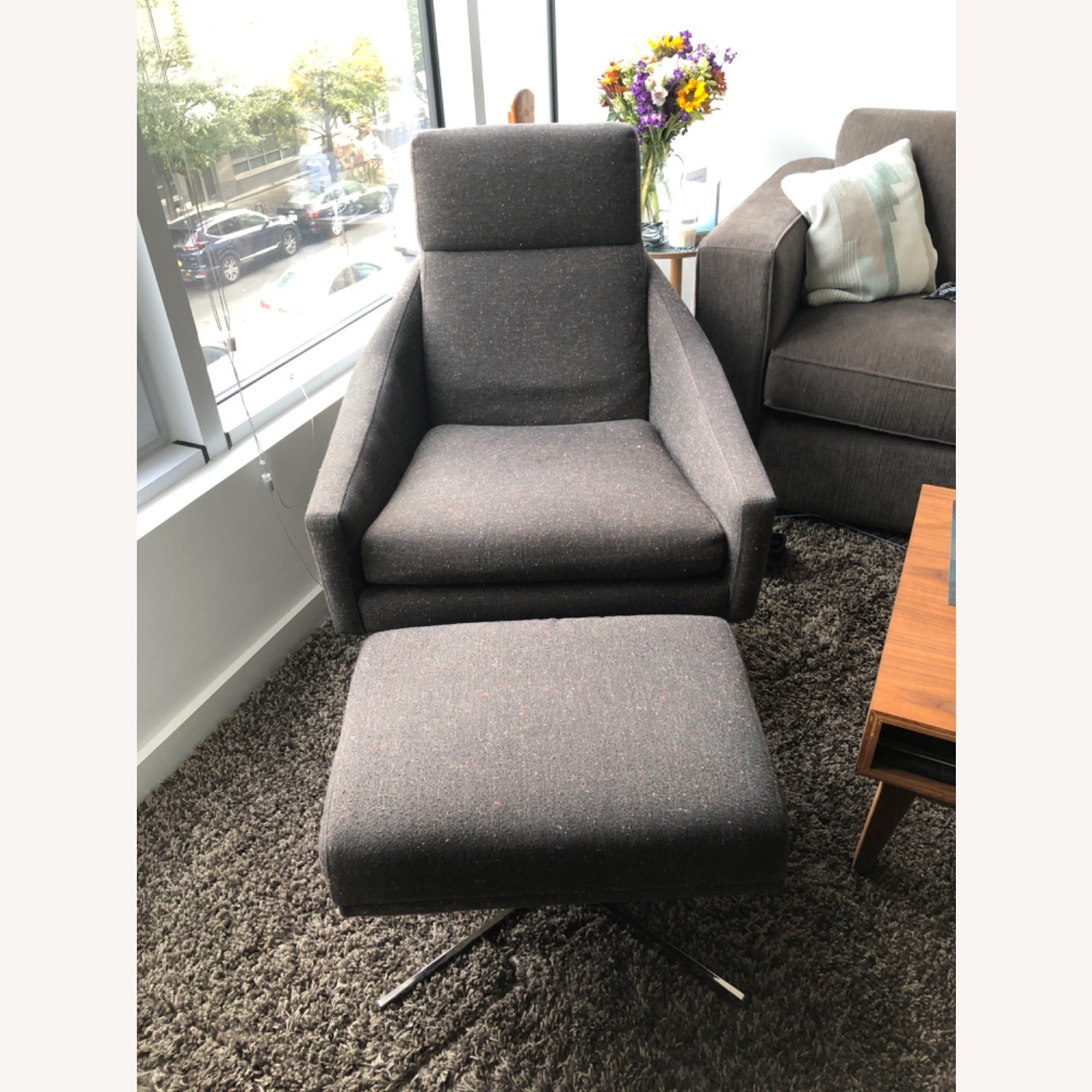 West Elm Austin Swivel Chair & Ottoman - image-1