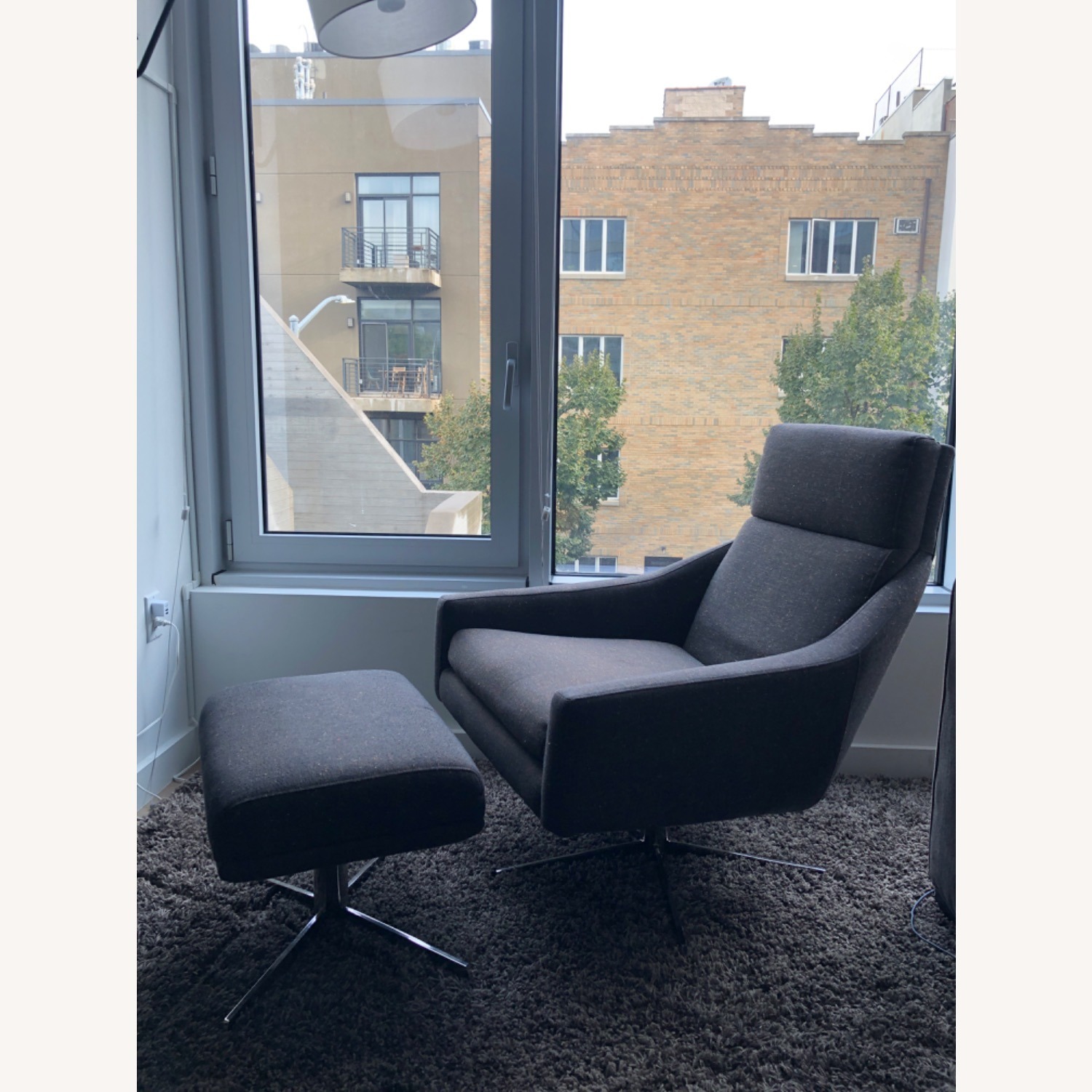 West Elm Austin Swivel Chair & Ottoman - image-2