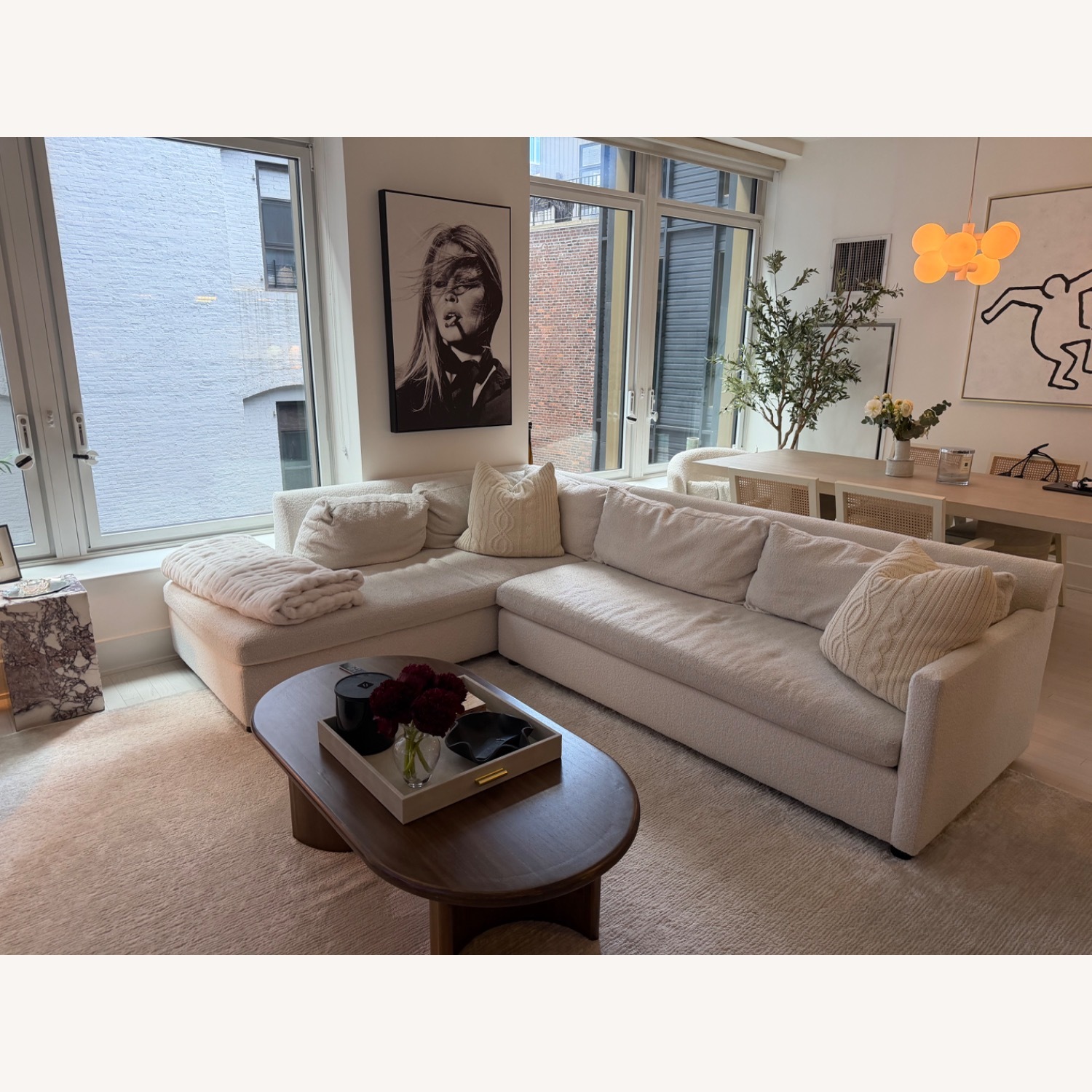 West Elm Marin White Boucle 2 Piece Sectional - image-5