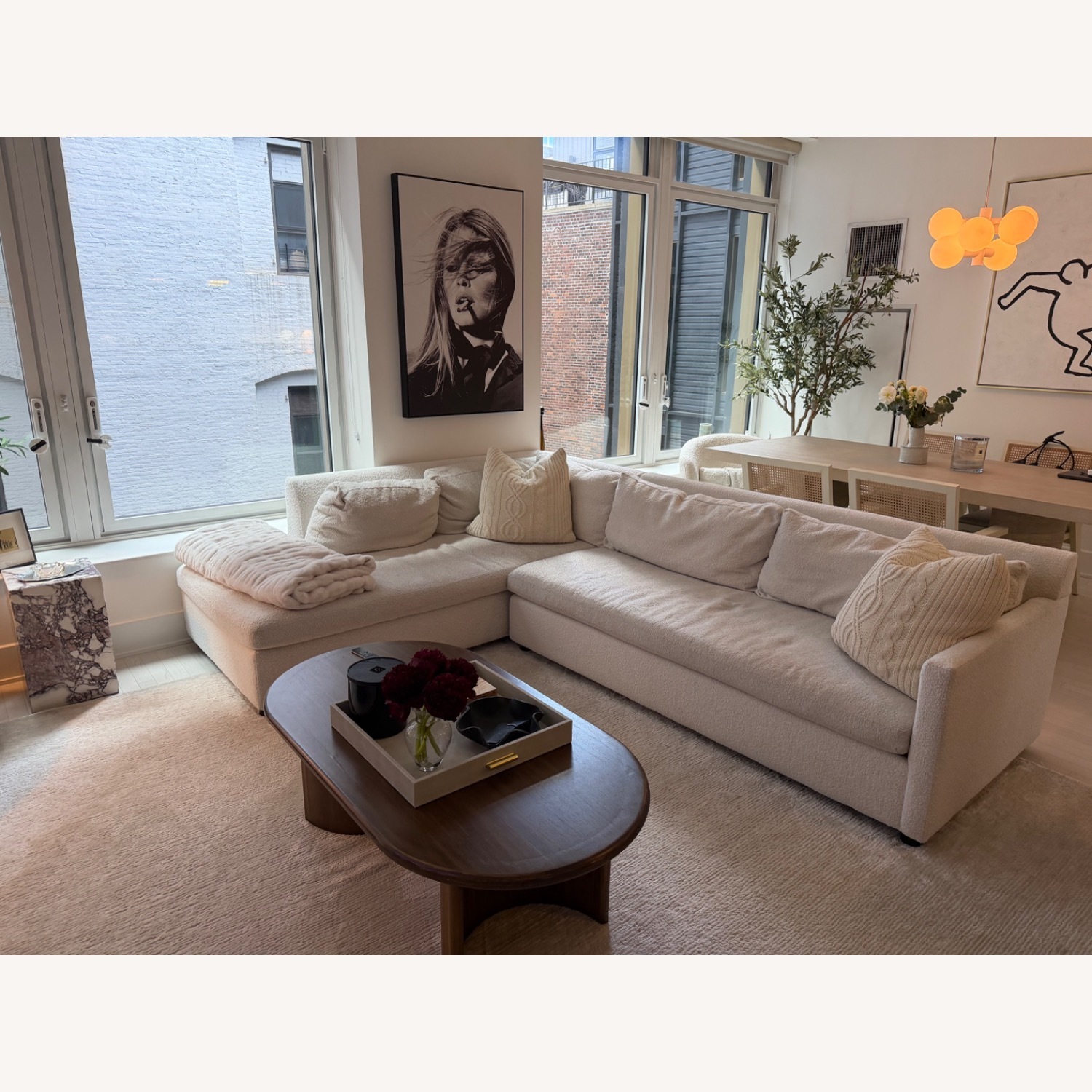 West Elm Marin White Boucle 2 Piece Sectional - image-3