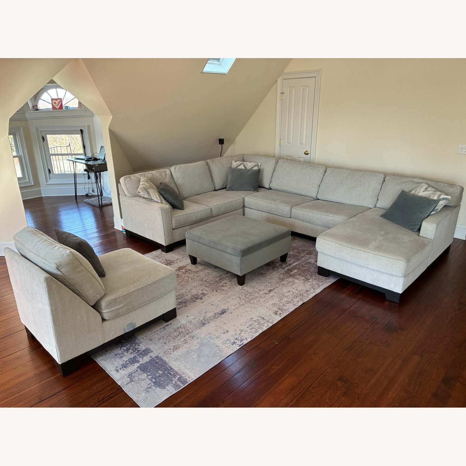 Raymour & Flanigan Arlo Gray Sectional + Ottoman  - image-6