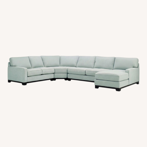 Used Raymour & Flanigan Arlo Gray Sectional + Ottoman for sale on AptDeco