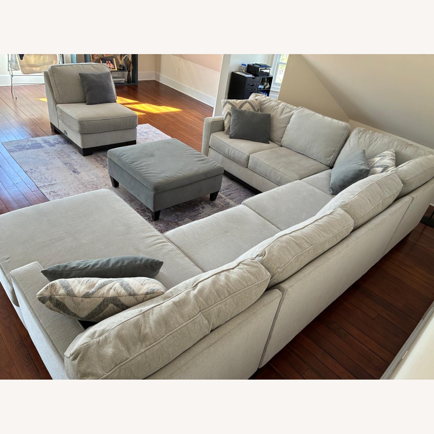 Raymour & Flanigan Arlo Gray Sectional + Ottoman  - image-4