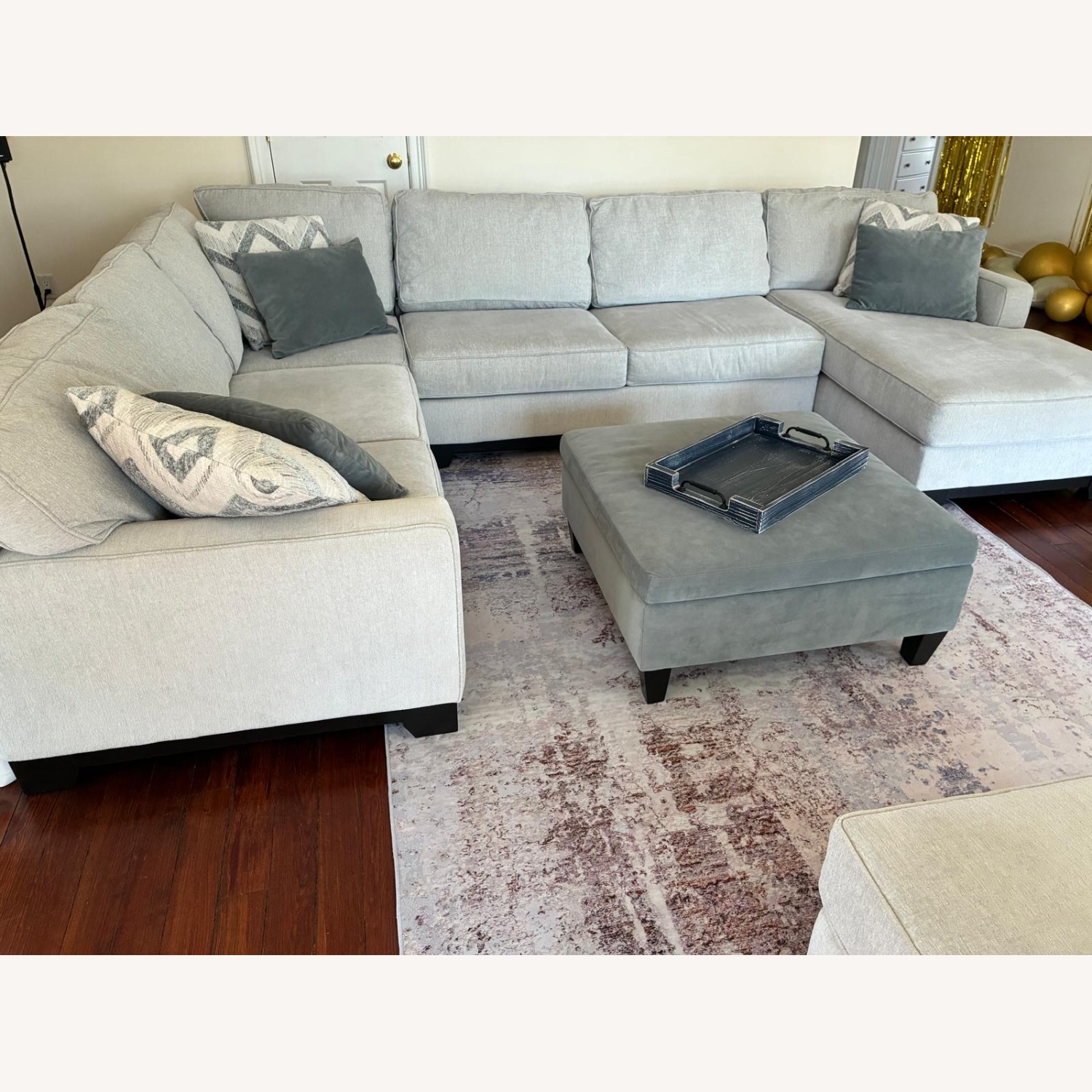 Raymour & Flanigan Arlo Gray Sectional + Ottoman  - image-2