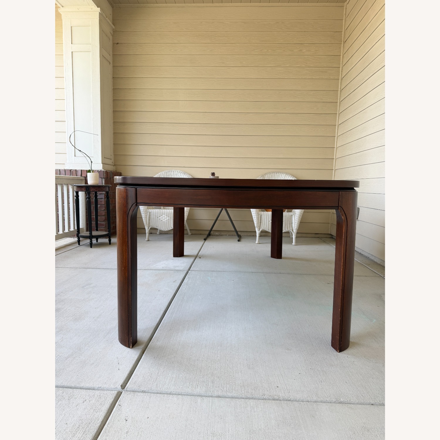 Dark Brown Wood Dining Table with Extension  - image-3