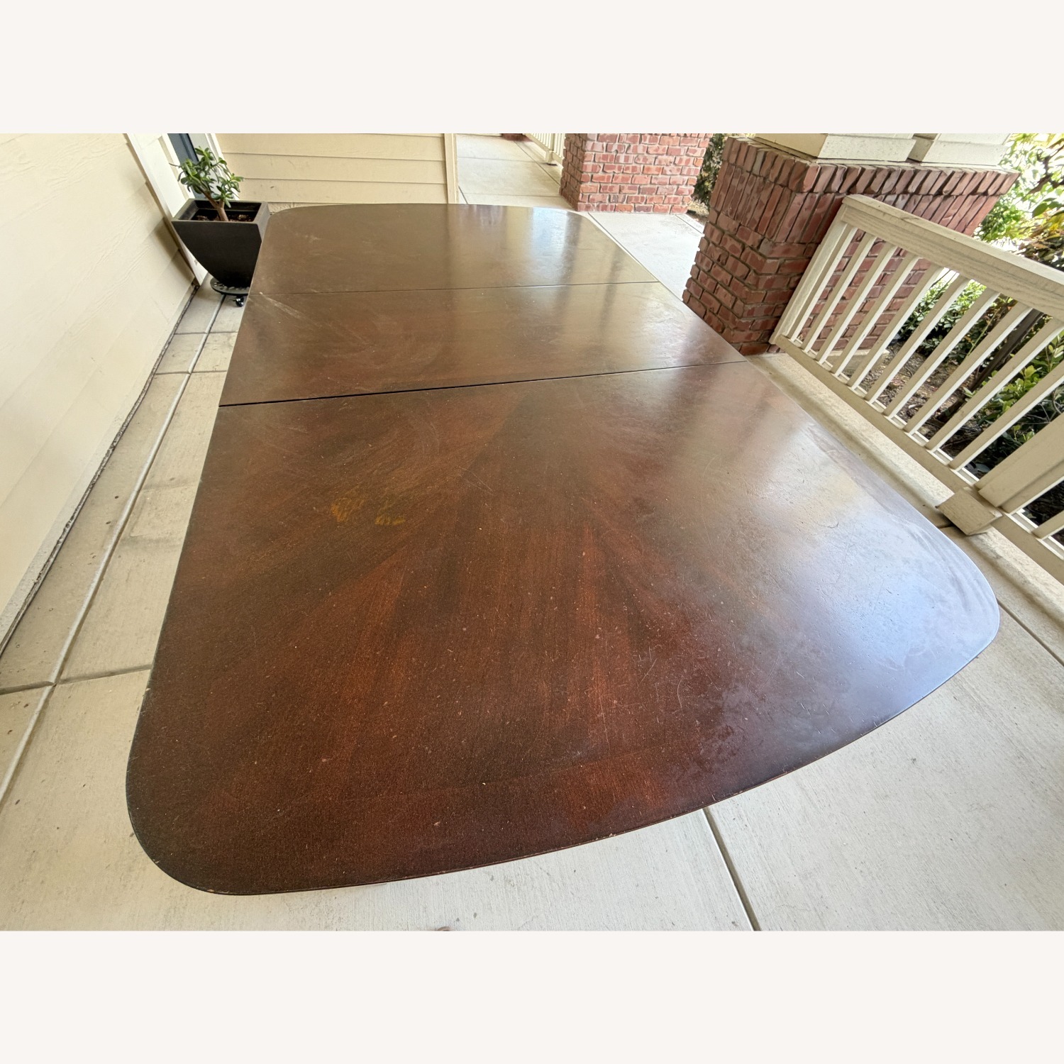Dark Brown Wood Dining Table with Extension  - image-4